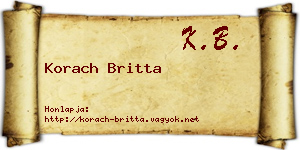 Korach Britta névjegykártya